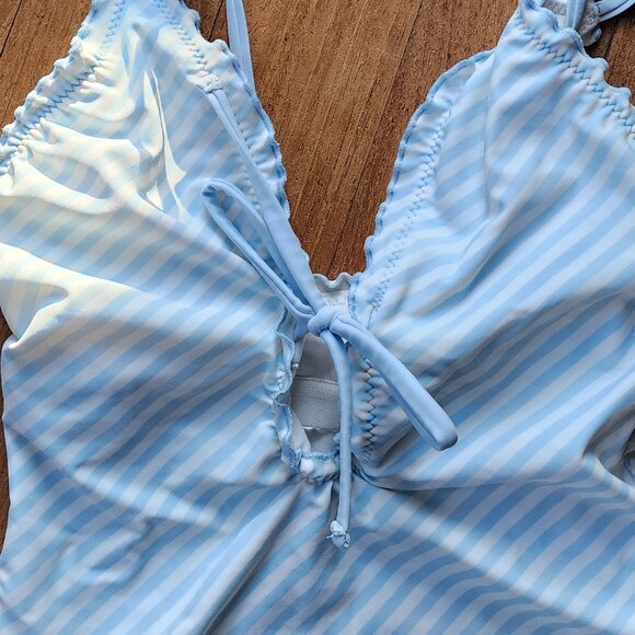 Shade & Shore Blue/White Striped One-Piece Bathing Suit Size XS (0-2) - Picture 5 of 14